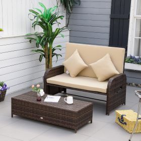 Patio Daybed with Cushions (Option: Beige-1320x720x615 mm)