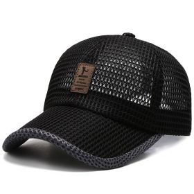 Big Eaves Summer Men's Outdoor Sunshade Sports Quick-drying Breathable Baseball Cap (Option: Black-A-One size)
